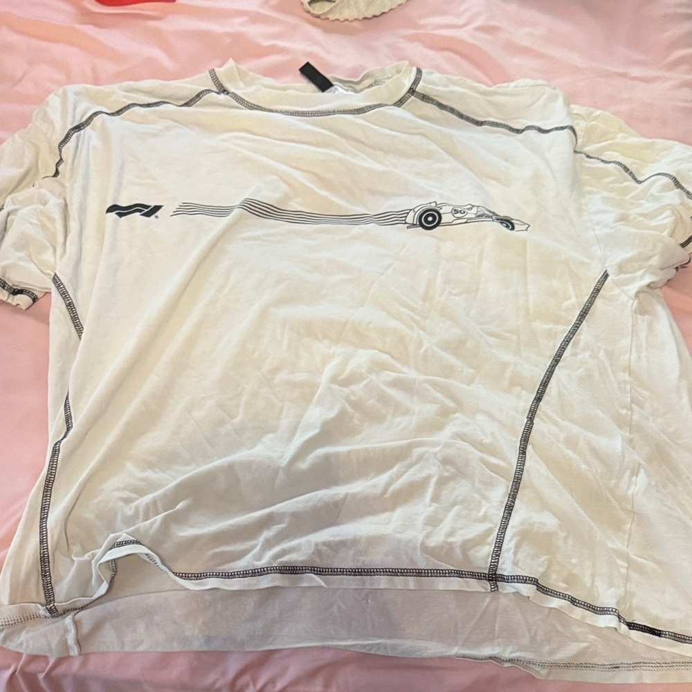 H&M White Racing Graphic Tee